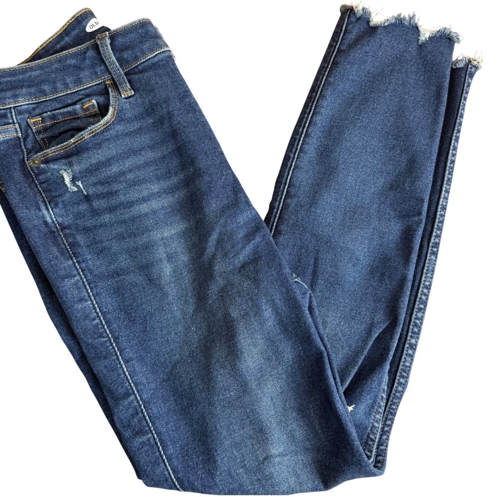 SALE Old Navy Rockstar Super Skinny High Rise Jeans Distressed Frayed Hem Size 8